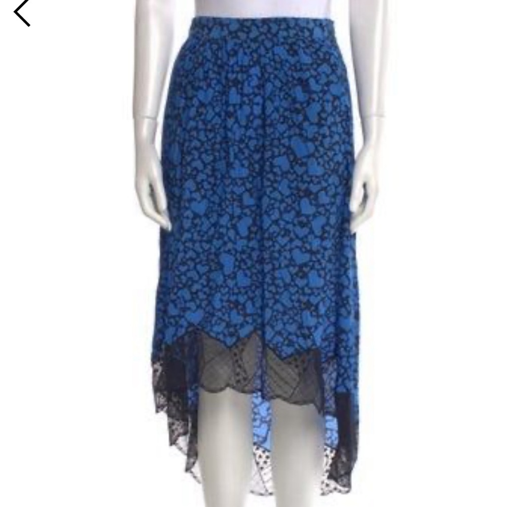 Zadig & Voltaire Blue Midi Lace Trim Skirt